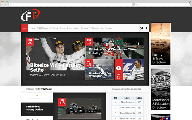 F1 motorsport website by ALT agency - Web Design Agency Birmingham